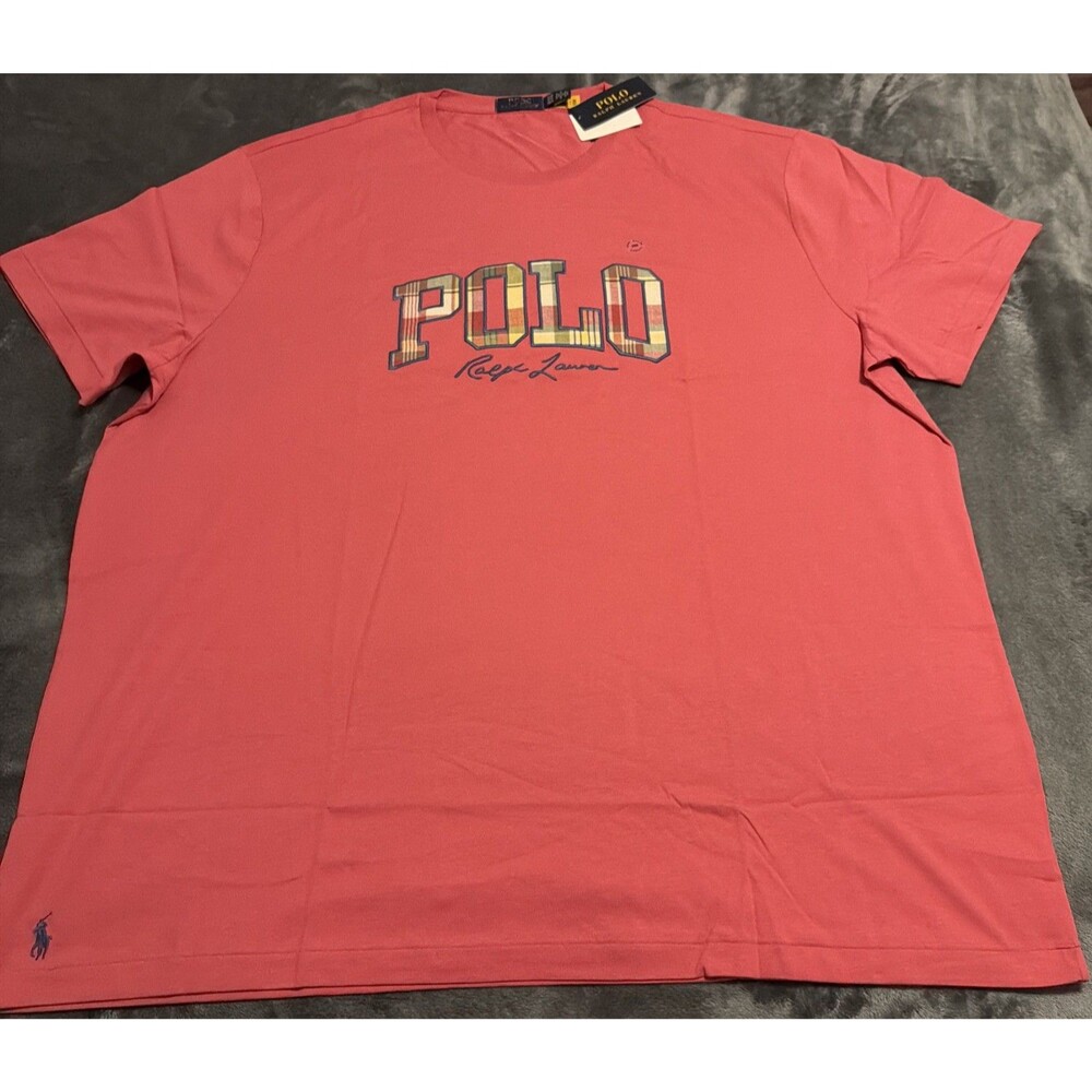 3XB Polo Ralph Lauren Madras Patch Logo Embroidered Tee T Shirt Men’s
